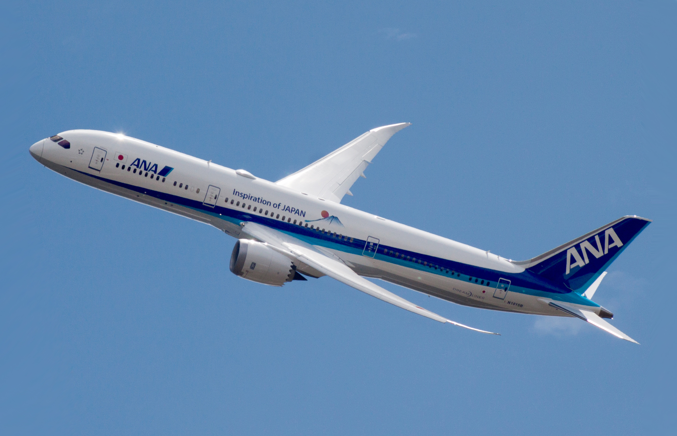 Airplane flying in a blue sky