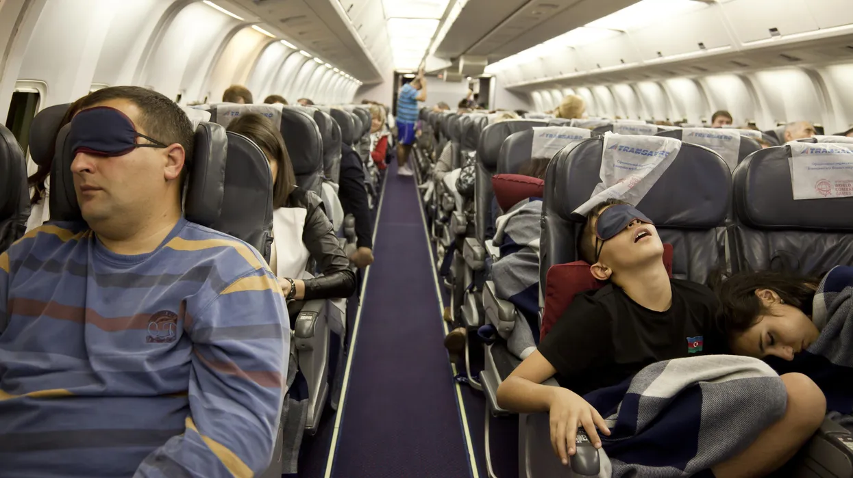 Inside long-haul aircraft cabin